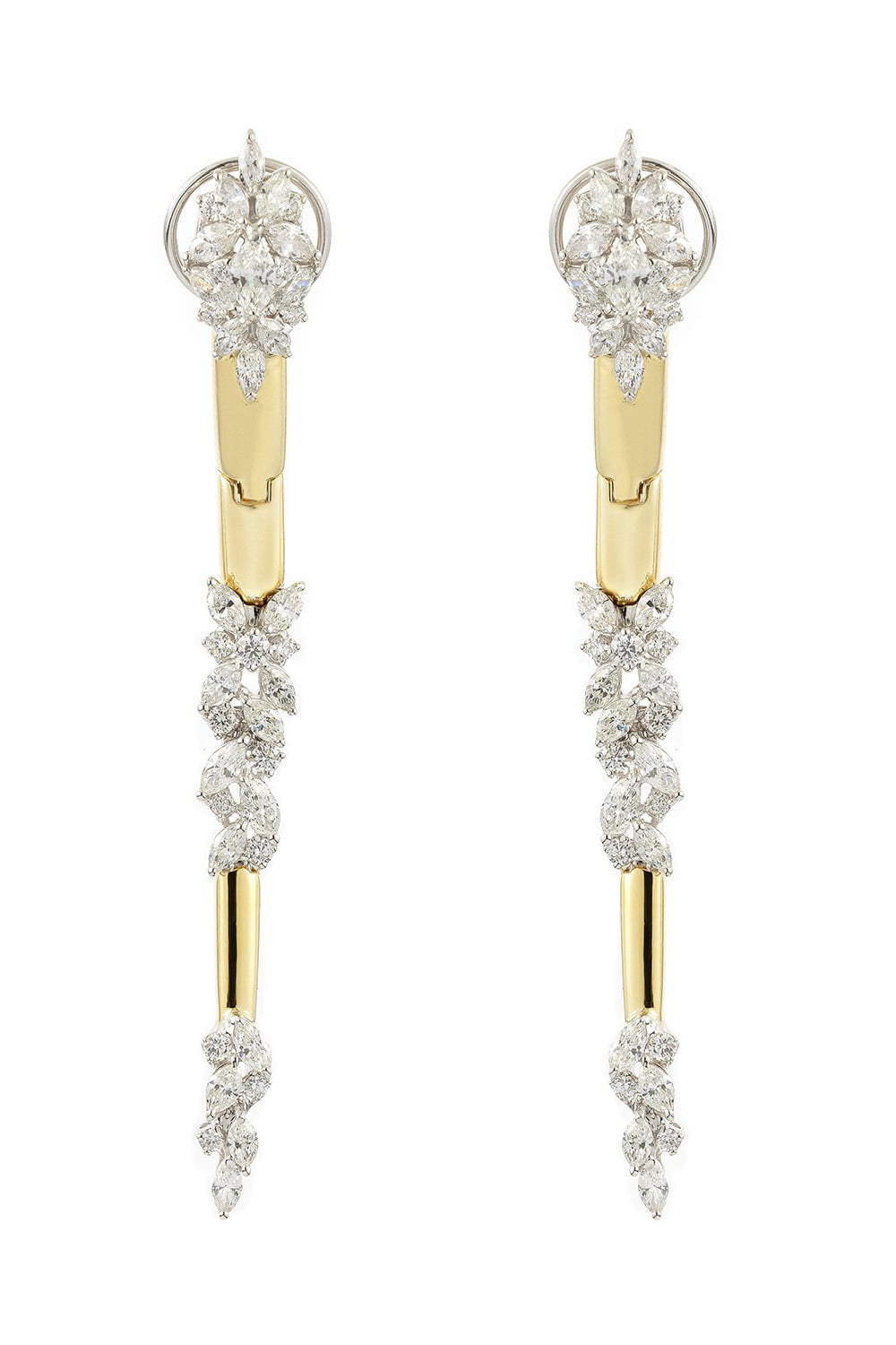 YEPREM JEWELLERY-Golden Strada Line Drop Earrings-YELLOW GOLD