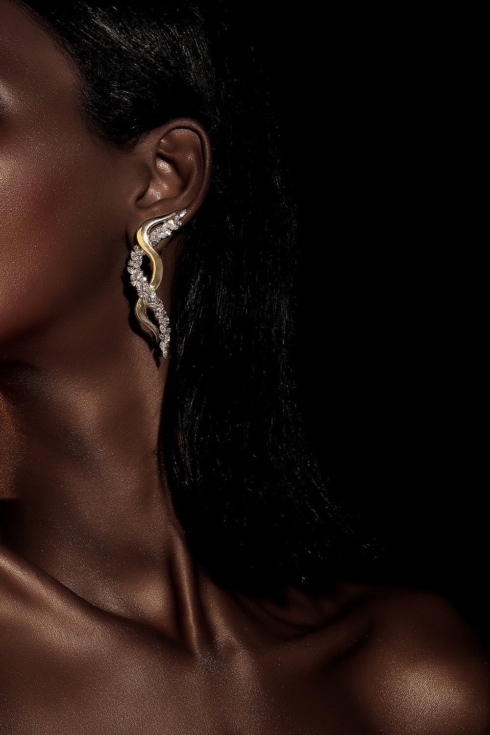 YEPREM JEWELLERY-Golden Strada Twisted Drop Earrings-YELLOW GOLD