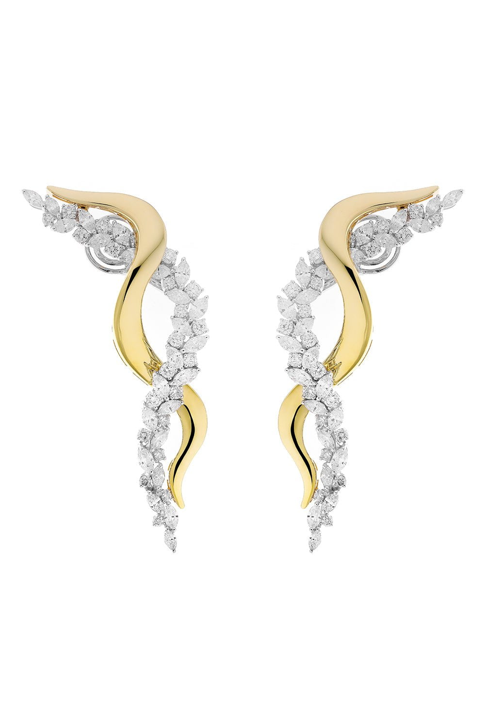 YEPREM JEWELLERY-Golden Strada Twisted Drop Earrings-YELLOW GOLD