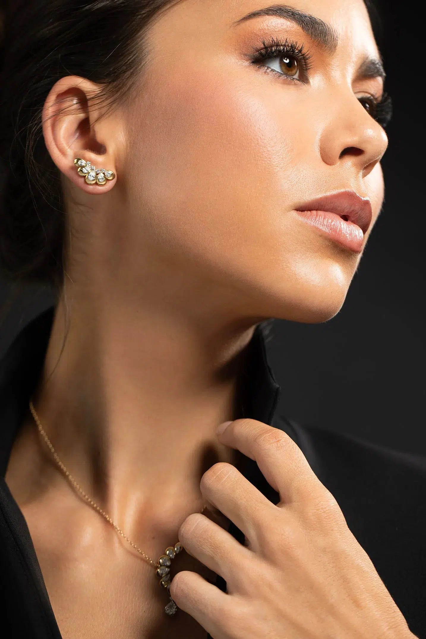 YEPREM JEWELLERY-Pear Diamond Earrings-YELLOW GOLD