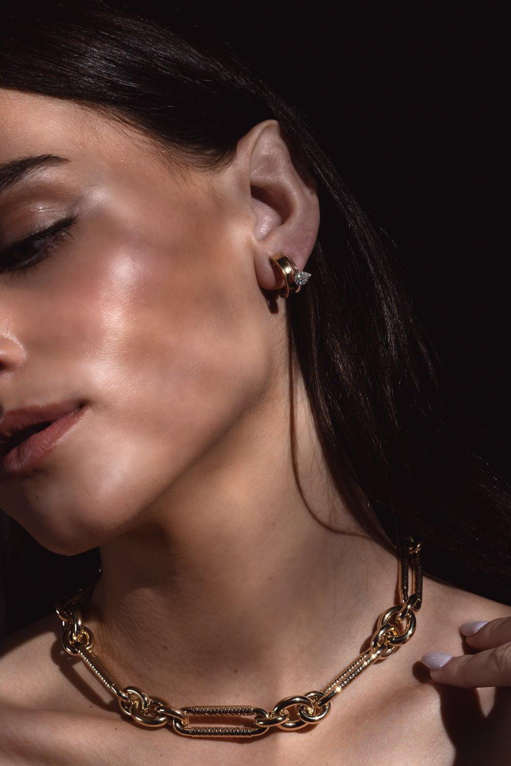 YEPREM JEWELLERY-Raindrop Diamond Ear Cuff-YELLOW GOLD