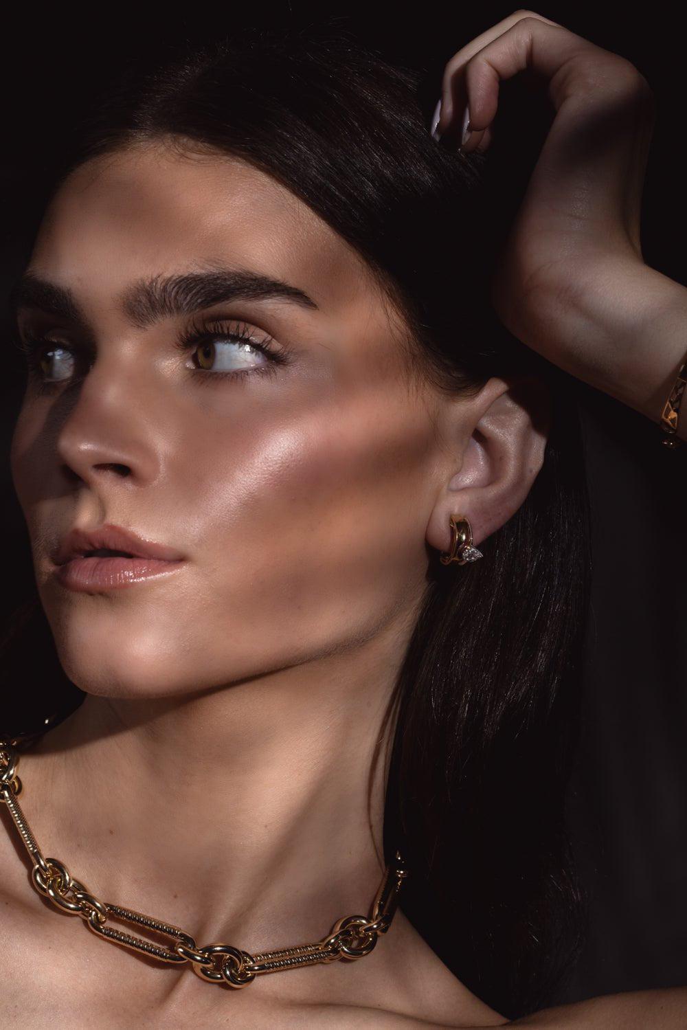 YEPREM JEWELLERY-Raindrop Diamond Ear Cuff-YELLOW GOLD