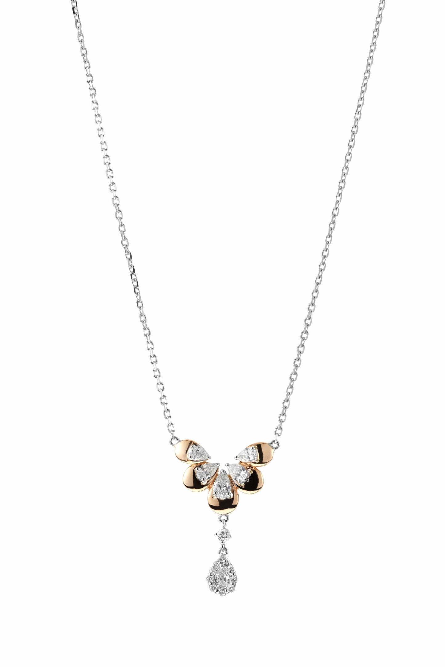 YEPREM JEWELLERY-Diamond Drop Necklace-WHITE GOLD