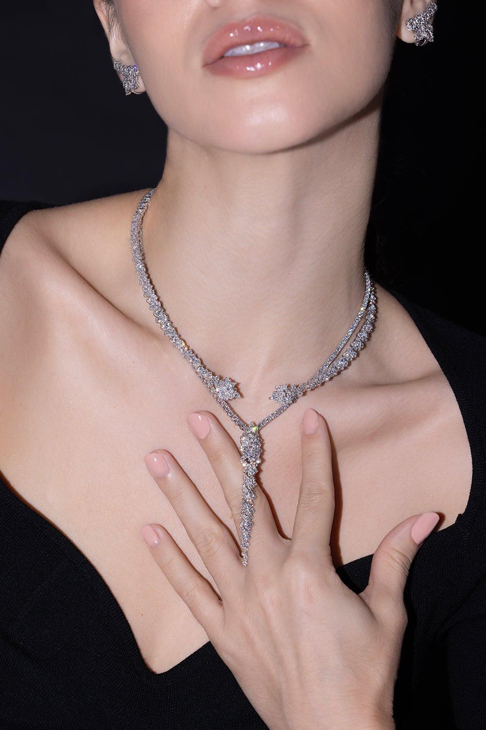 YEPREM JEWELLERY-Marquise Diamond Necklace-WHITE GOLD