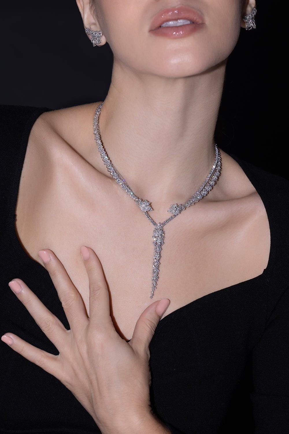 YEPREM JEWELLERY-Marquise Diamond Necklace-WHITE GOLD