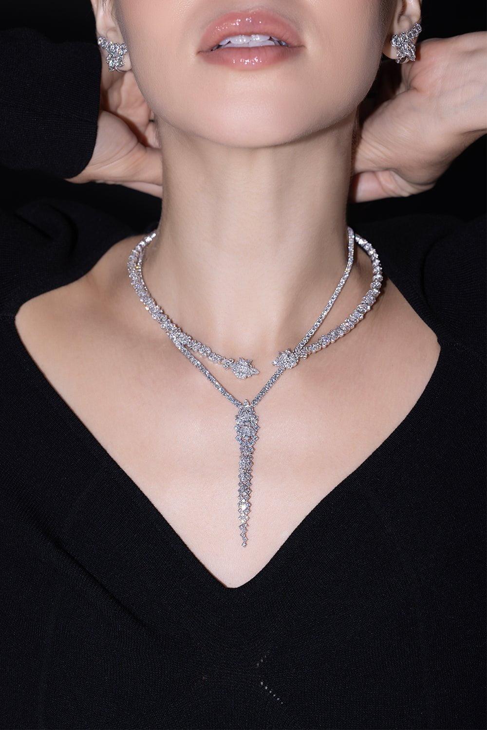 YEPREM JEWELLERY-Marquise Diamond Necklace-WHITE GOLD