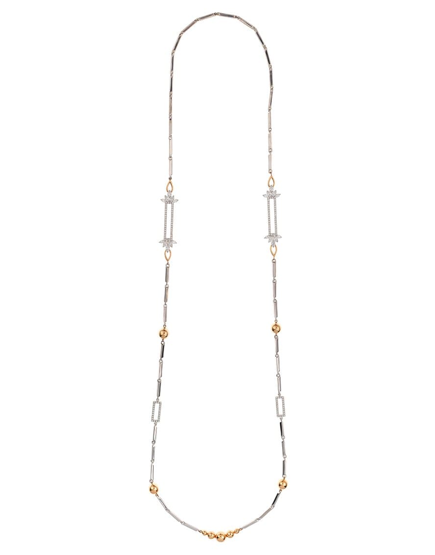 YEPREM JEWELLERY-Pink Strada Diamond Link Necklace-WHITE GOLD