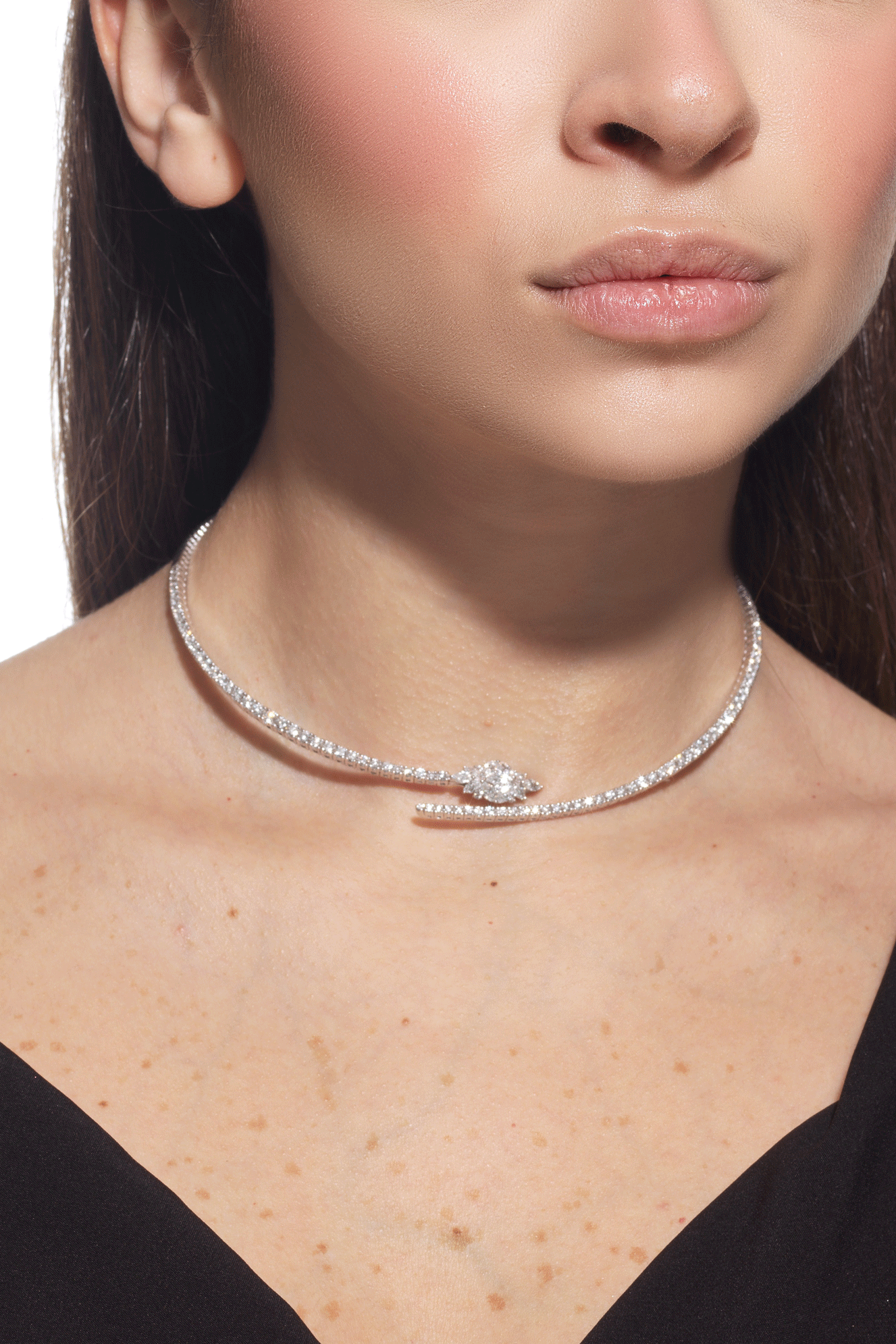 Y-Couture Diamond Choker Necklace-WHITE GOLD-JEWELRYFINE JEWELNECKLACE O-YEPREM JEWELLERY