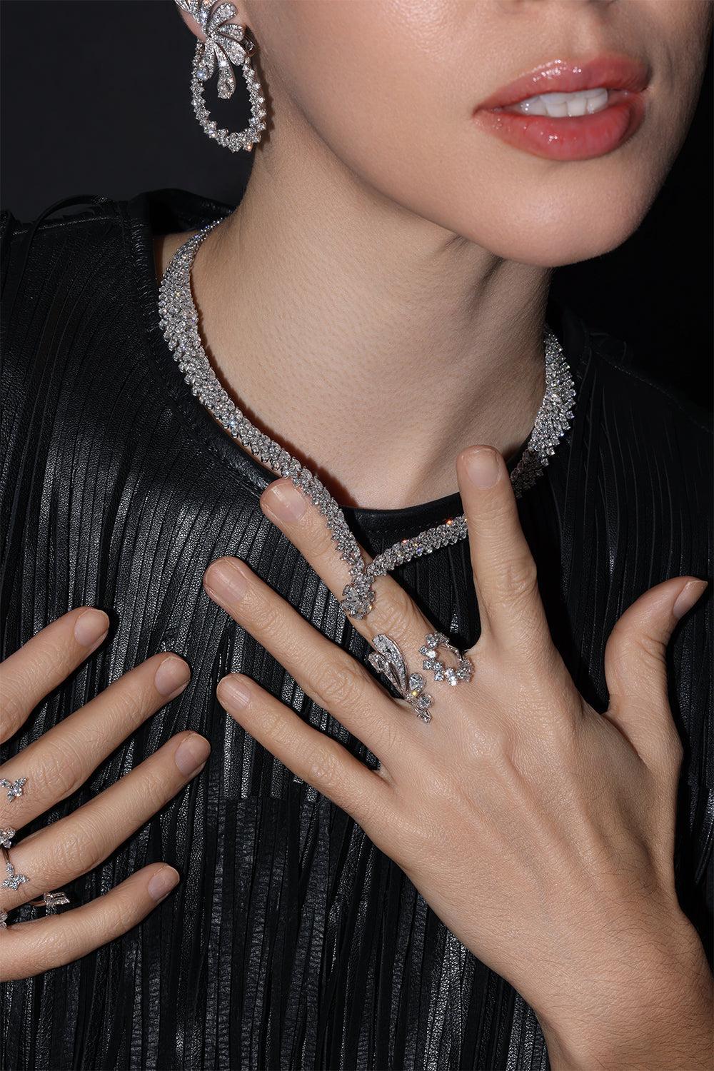 Y-Couture Diamond Statement Necklace-WHITE GOLD-JEWELRYFINE JEWELNECKLACE O-YEPREM JEWELLERY