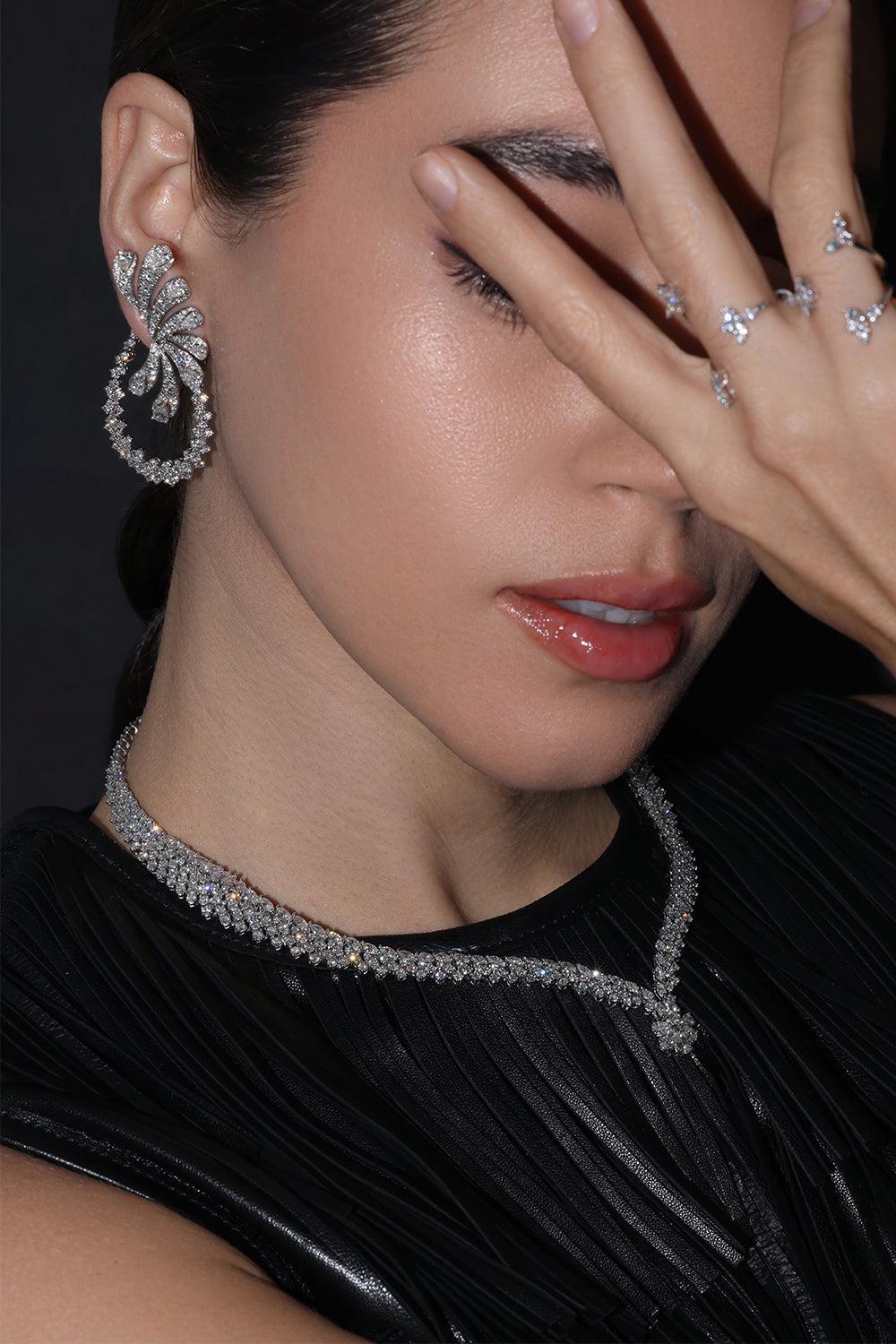 Y-Couture Diamond Statement Necklace-WHITE GOLD-JEWELRYFINE JEWELNECKLACE O-YEPREM JEWELLERY