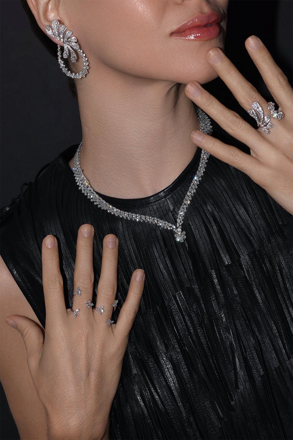Y-Couture Diamond Statement Necklace-WHITE GOLD-JEWELRYFINE JEWELNECKLACE O-YEPREM JEWELLERY