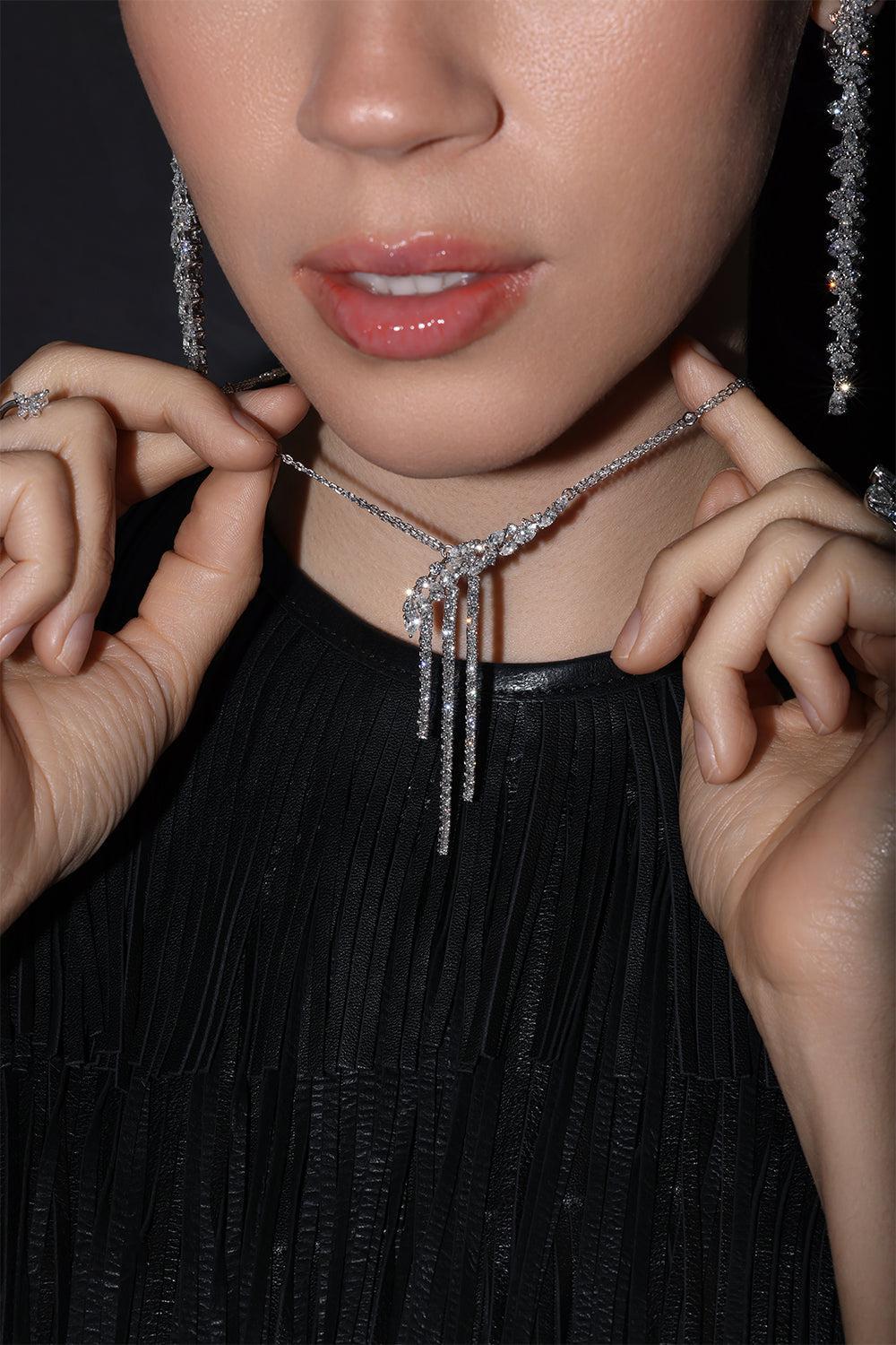 Y-Not Diamond Drop Pendant Necklace-WHITE GOLD-JEWELRYFINE JEWELNECKLACE O-YEPREM JEWELLERY