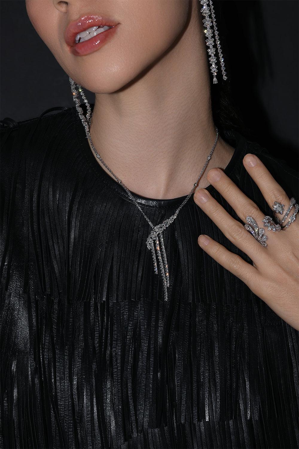 Y-Not Diamond Drop Pendant Necklace-WHITE GOLD-JEWELRYFINE JEWELNECKLACE O-YEPREM JEWELLERY