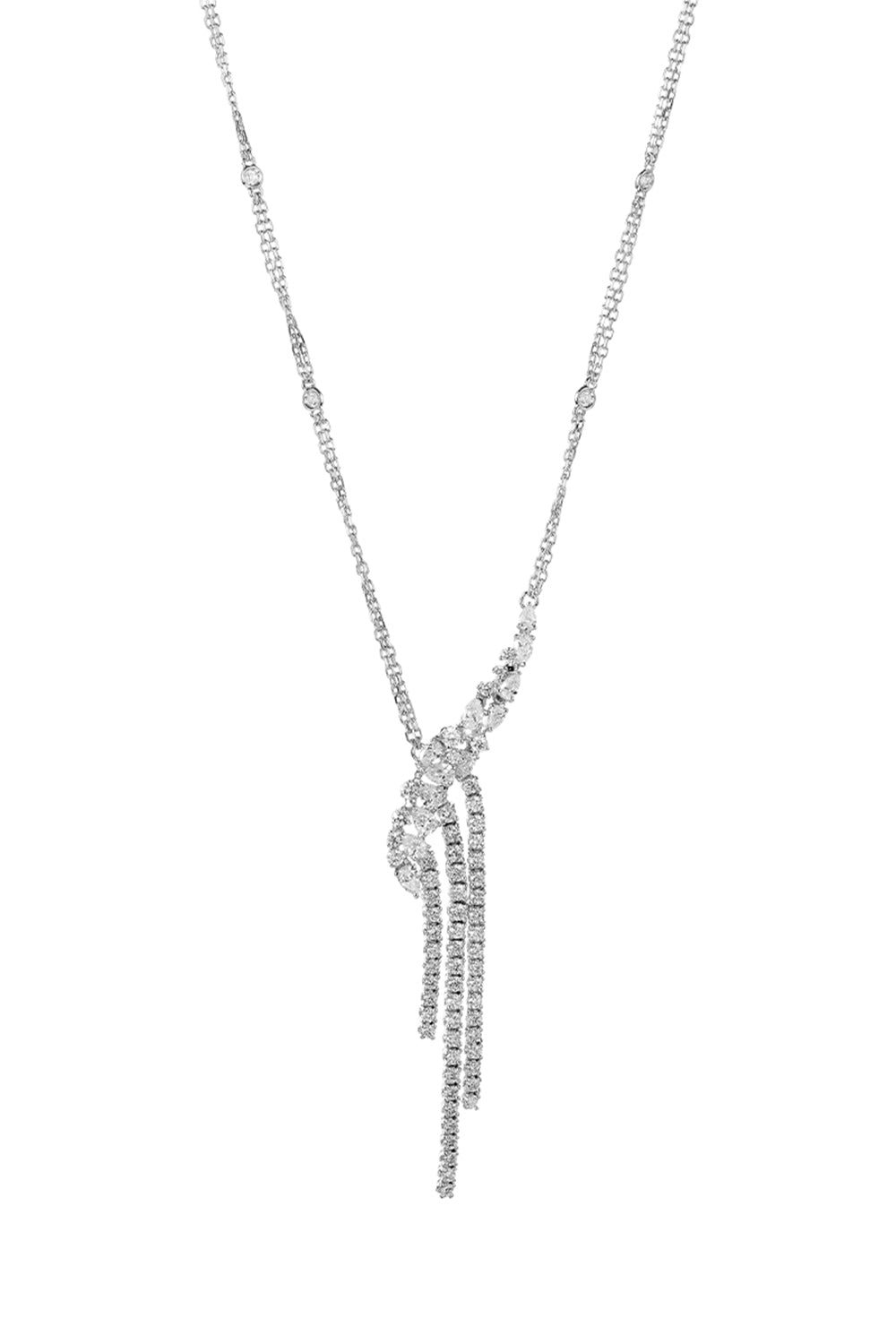 Y-Not Diamond Drop Pendant Necklace-WHITE GOLD-JEWELRYFINE JEWELNECKLACE O-YEPREM JEWELLERY