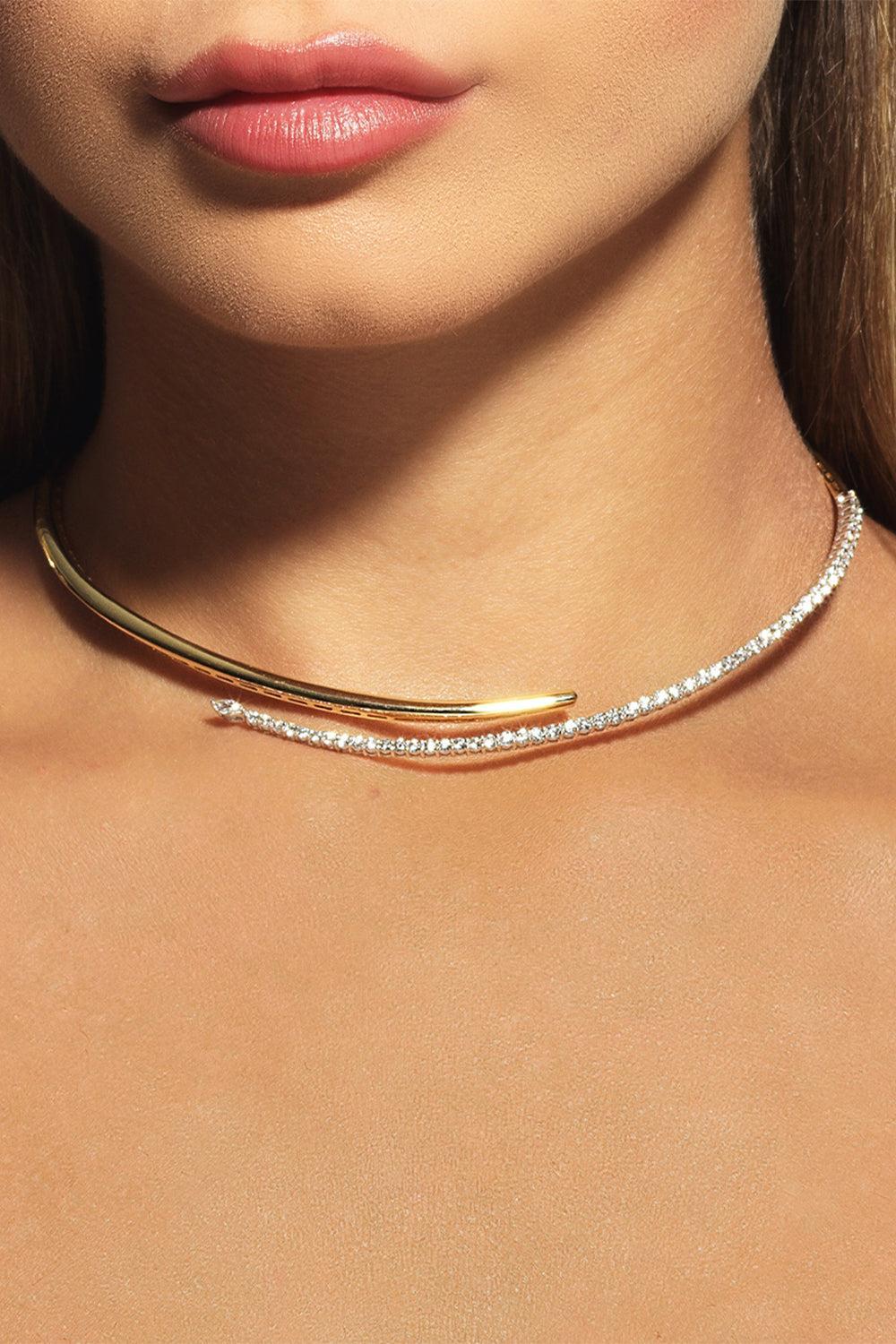 Golden Strada Choker Necklace-YELLOW GOLD-JEWELRYFINE JEWELNECKLACE O-YEPREM JEWELLERY