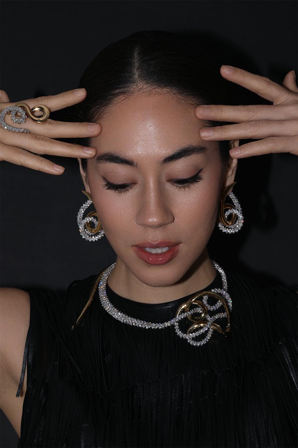 Golden Strada Statement Necklace-YELLOW GOLD-JEWELRYFINE JEWELNECKLACE O-YEPREM JEWELLERY