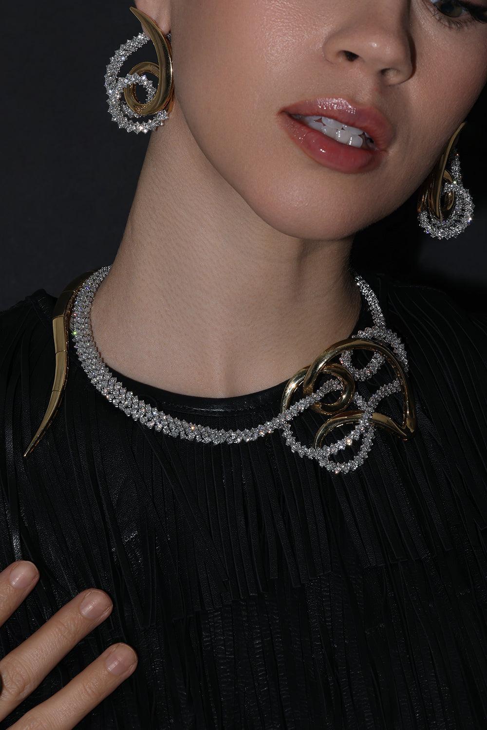 Golden Strada Statement Necklace-YELLOW GOLD-JEWELRYFINE JEWELNECKLACE O-YEPREM JEWELLERY