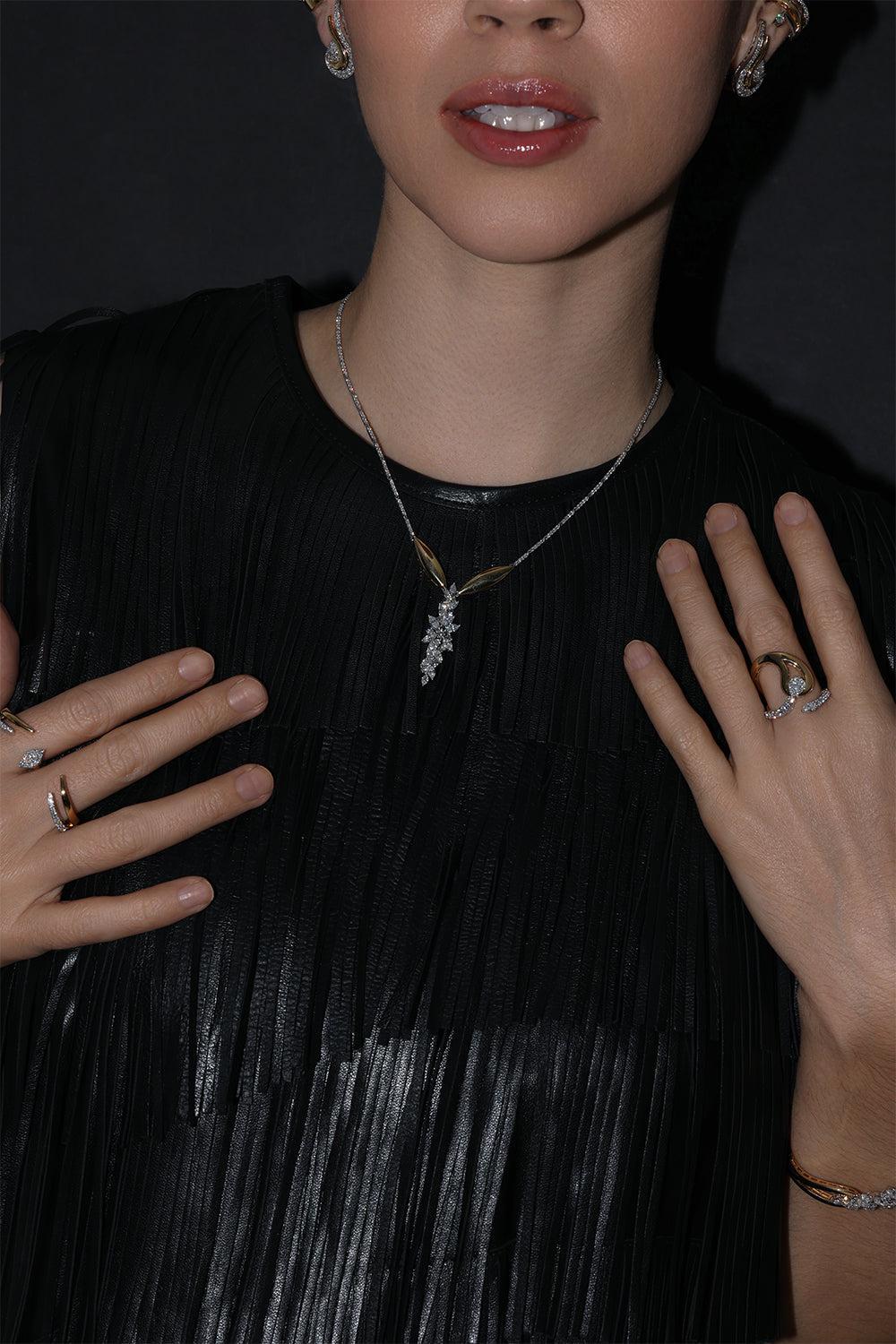 Golden Strada Y-Not Diamond Necklace-YELLOW GOLD-JEWELRYFINE JEWELNECKLACE O-YEPREM JEWELLERY