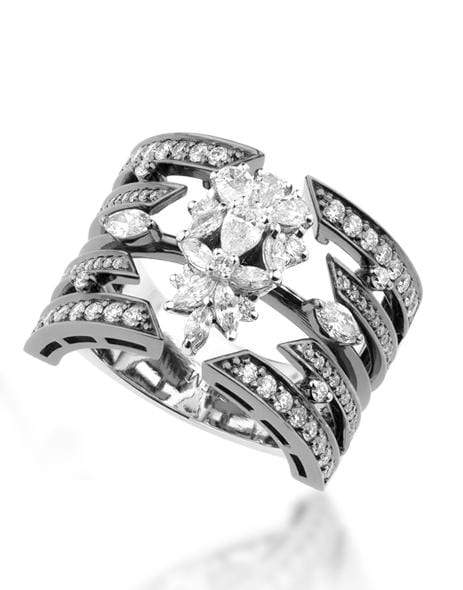 YEPREM JEWELLERY-Marquis and Round Diamond Ring-BLACK GOLD