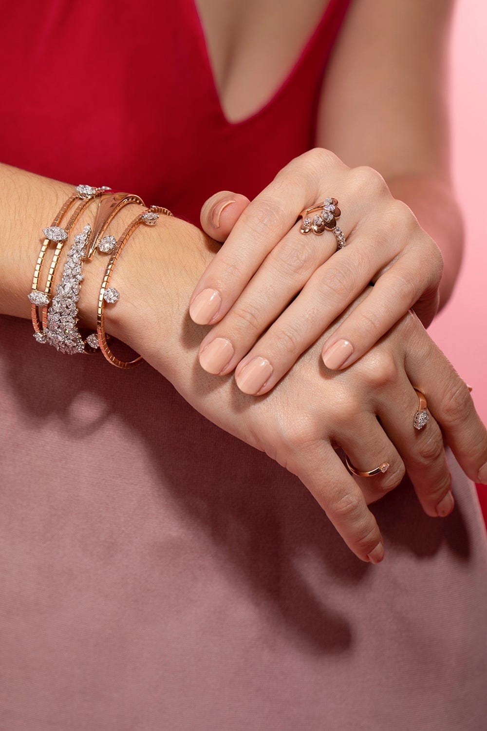 YEPREM JEWELLERY-Diamond Petal Ring-ROSE GOLD