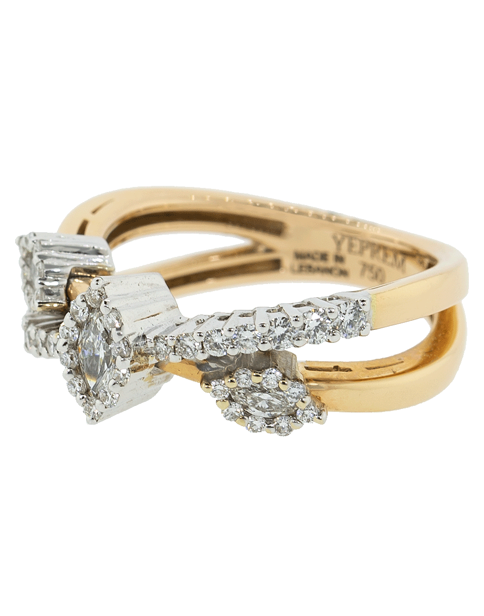 YEPREM JEWELLERY-Marquis Diamond X Ring-ROSE GOLD