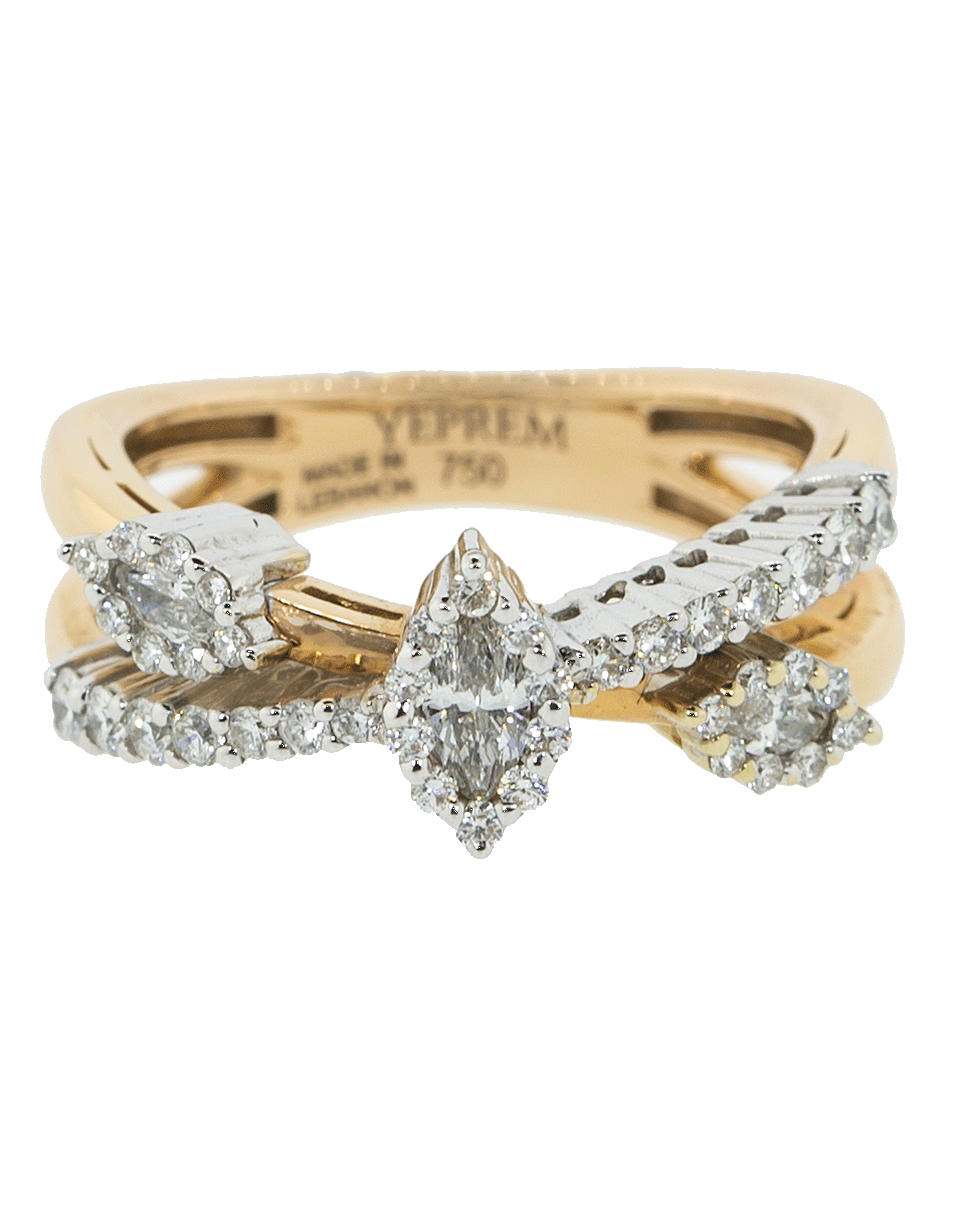 YEPREM JEWELLERY-Marquis Diamond X Ring-ROSE GOLD