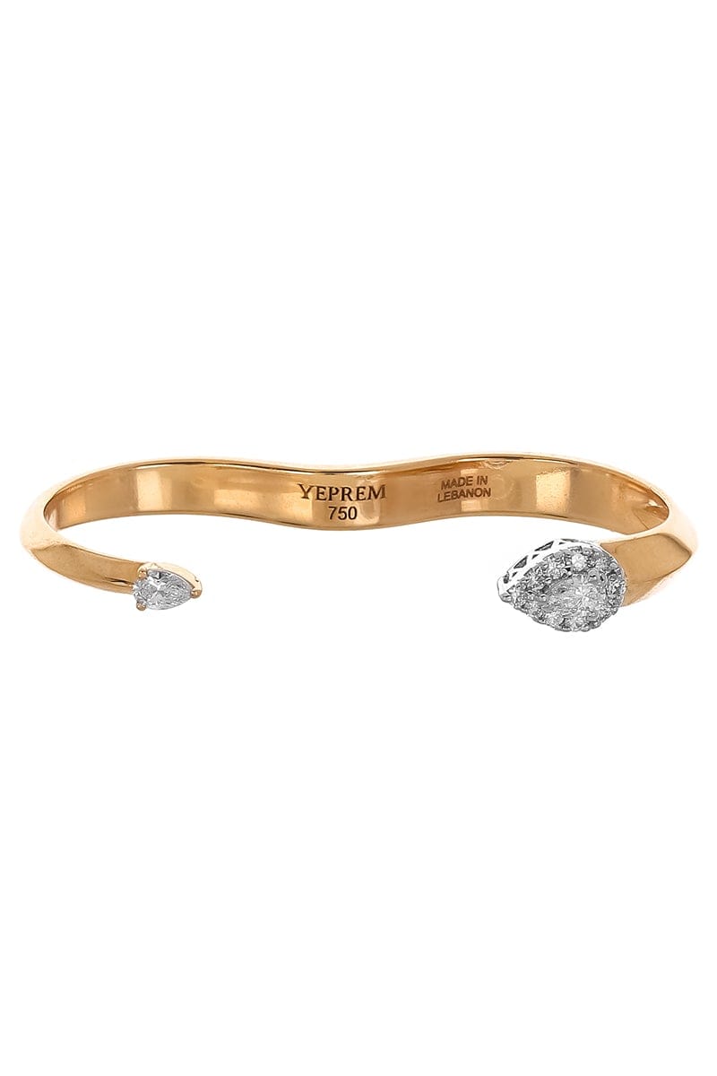 YEPREM JEWELLERY-Double Finger Pear Diamond Ring-ROSE GOLD