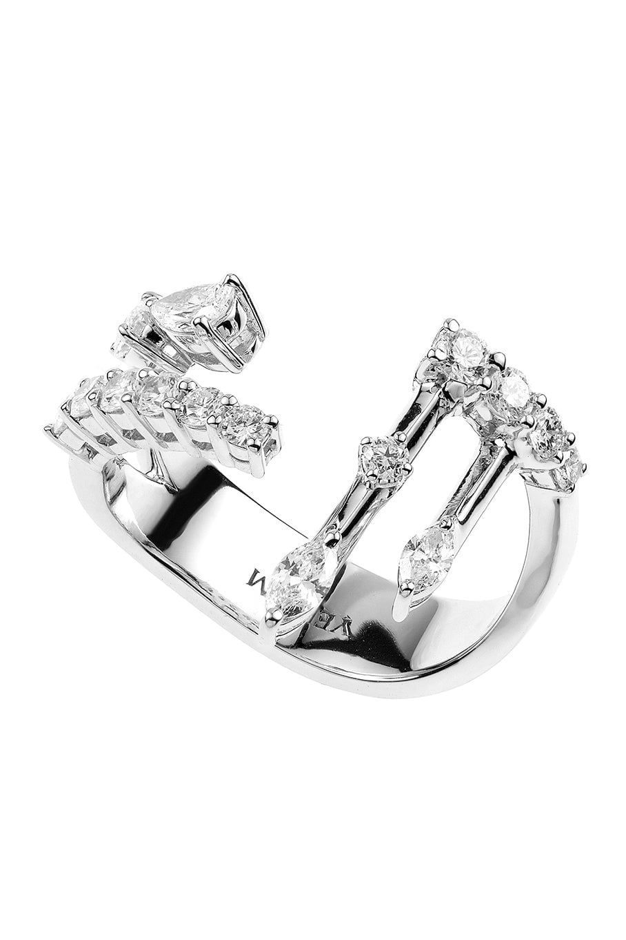 YEPREM JEWELLERY-Diamond Open Front Ring-WHITE GOLD