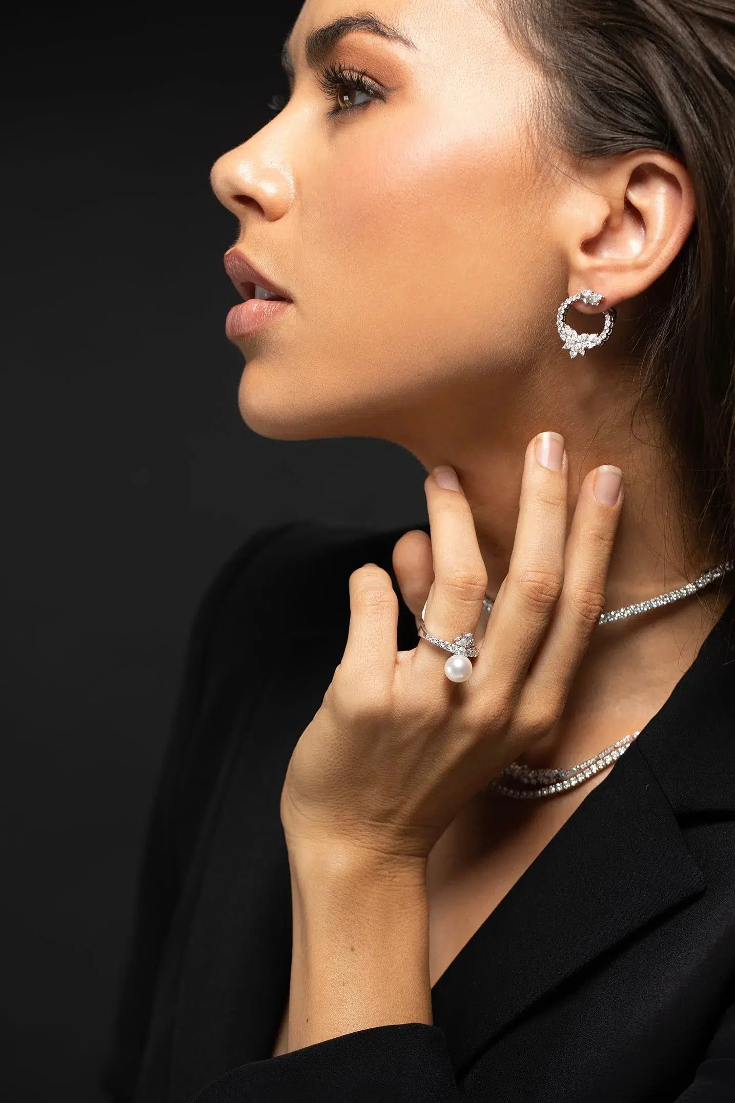 YEPREM JEWELLERY-Diamond Pearl Ring-WHITE GOLD