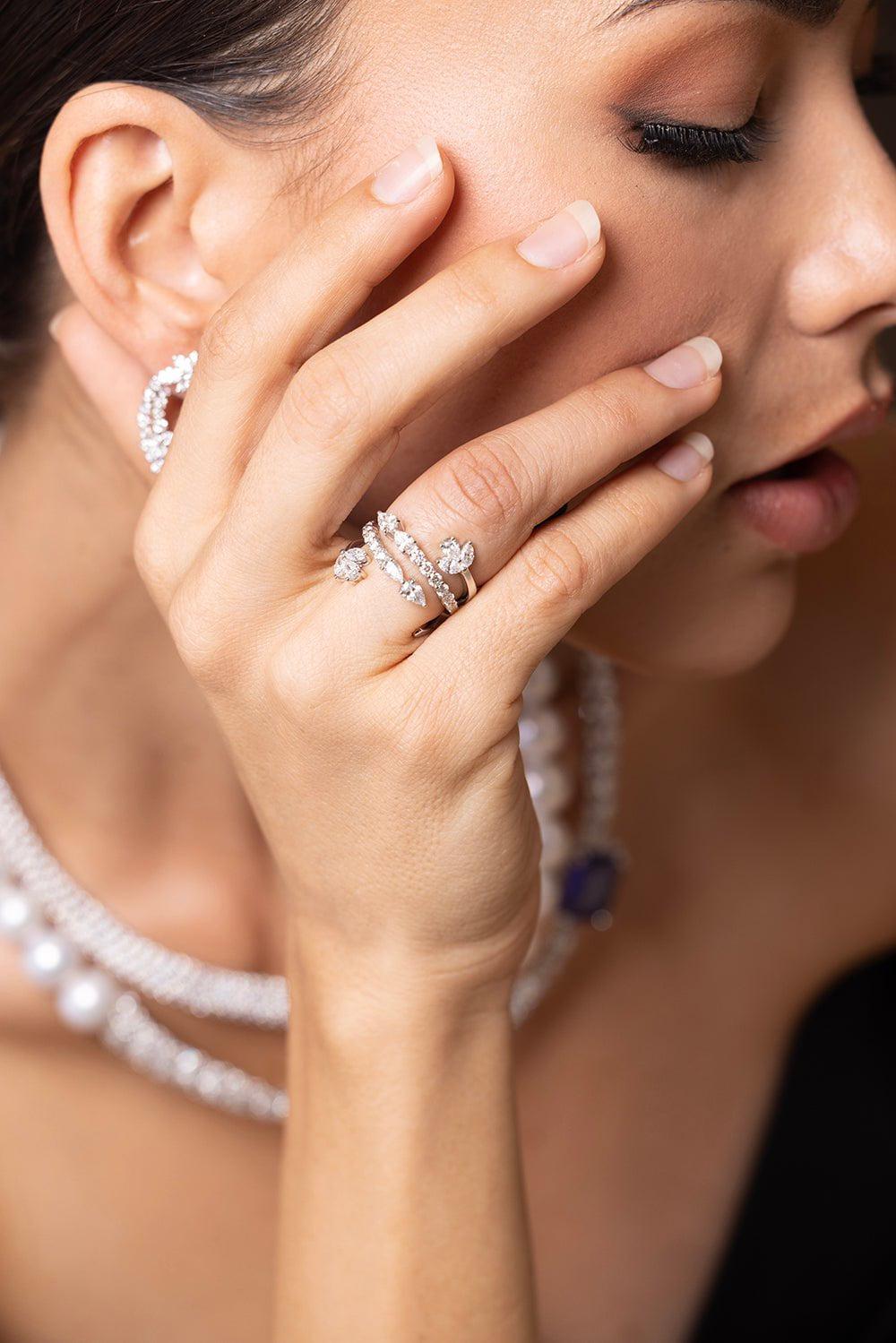 YEPREM JEWELLERY-Diamond Wrap Ring-WHITE GOLD