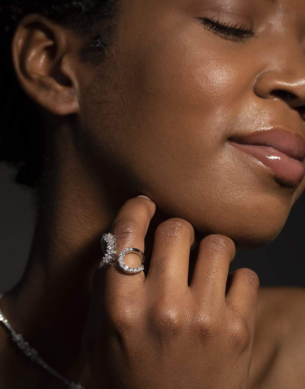 YEPREM JEWELLERY-Dual Band Round & Marquise Diamond Ring-WHITE GOLD