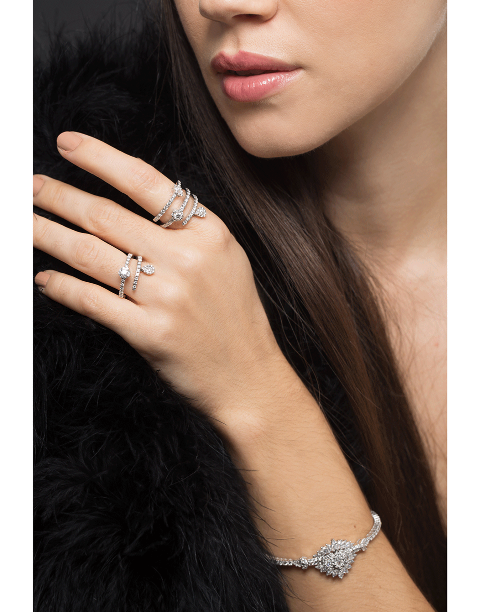 YEPREM JEWELLERY-Two Coil Diamond Ring-WHITE GOLD