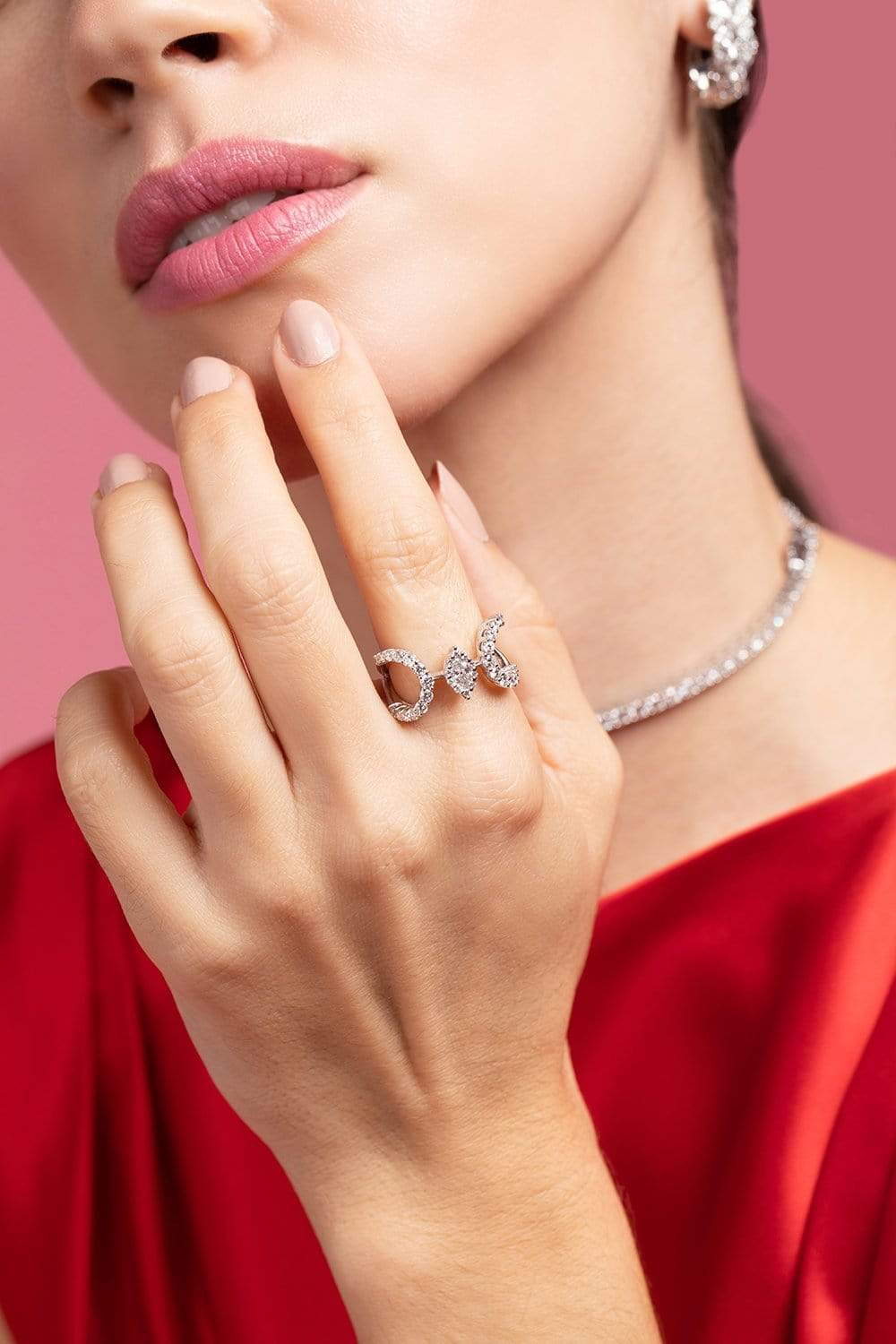 YEPREM JEWELLERY-Marquise and Round Diamond Ring-WHITE GOLD