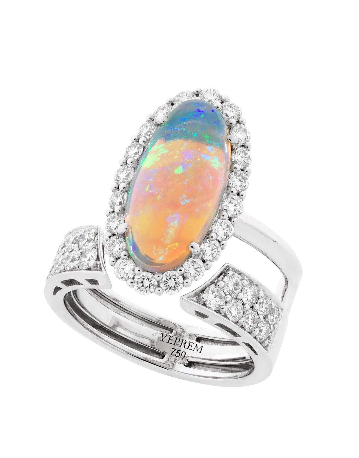 YEPREM JEWELLERY-Opal and Diamond Ring-WHITE GOLD
