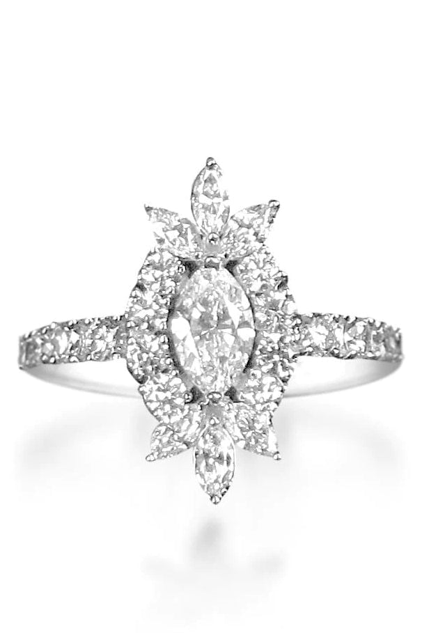 YEPREM JEWELLERY-Marquis and Round Diamond Ring-WHITE GOLD