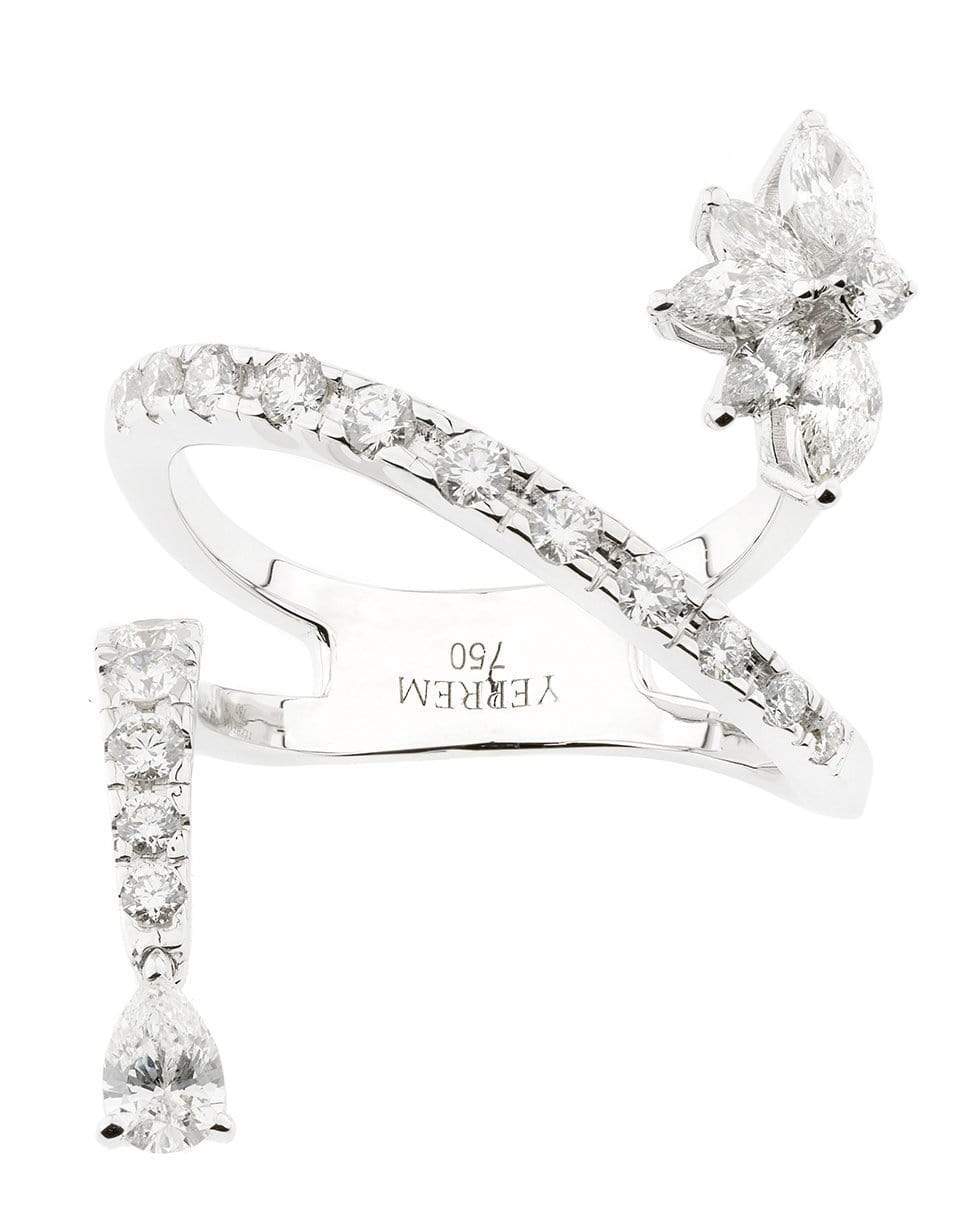 YEPREM JEWELLERY-Pear Diamond Dangle Ring-WHITE GOLD