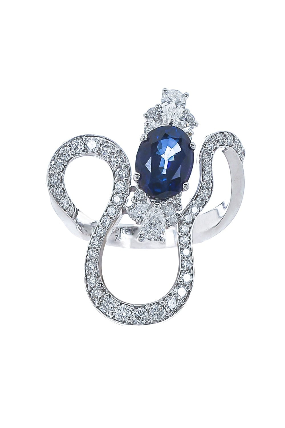 YEPREM JEWELLERY-Reign Supreme Swirl Stackable Ring-WHITE GOLD