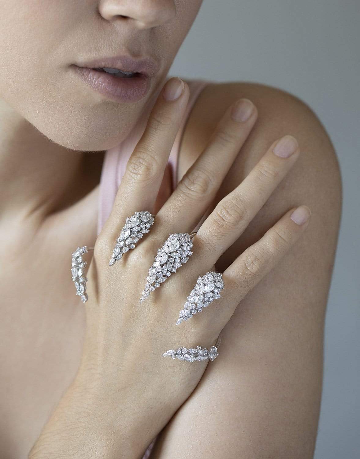 YEPREM JEWELLERY-Between The Fingers Diamond Handpiece-WHITE GOLD