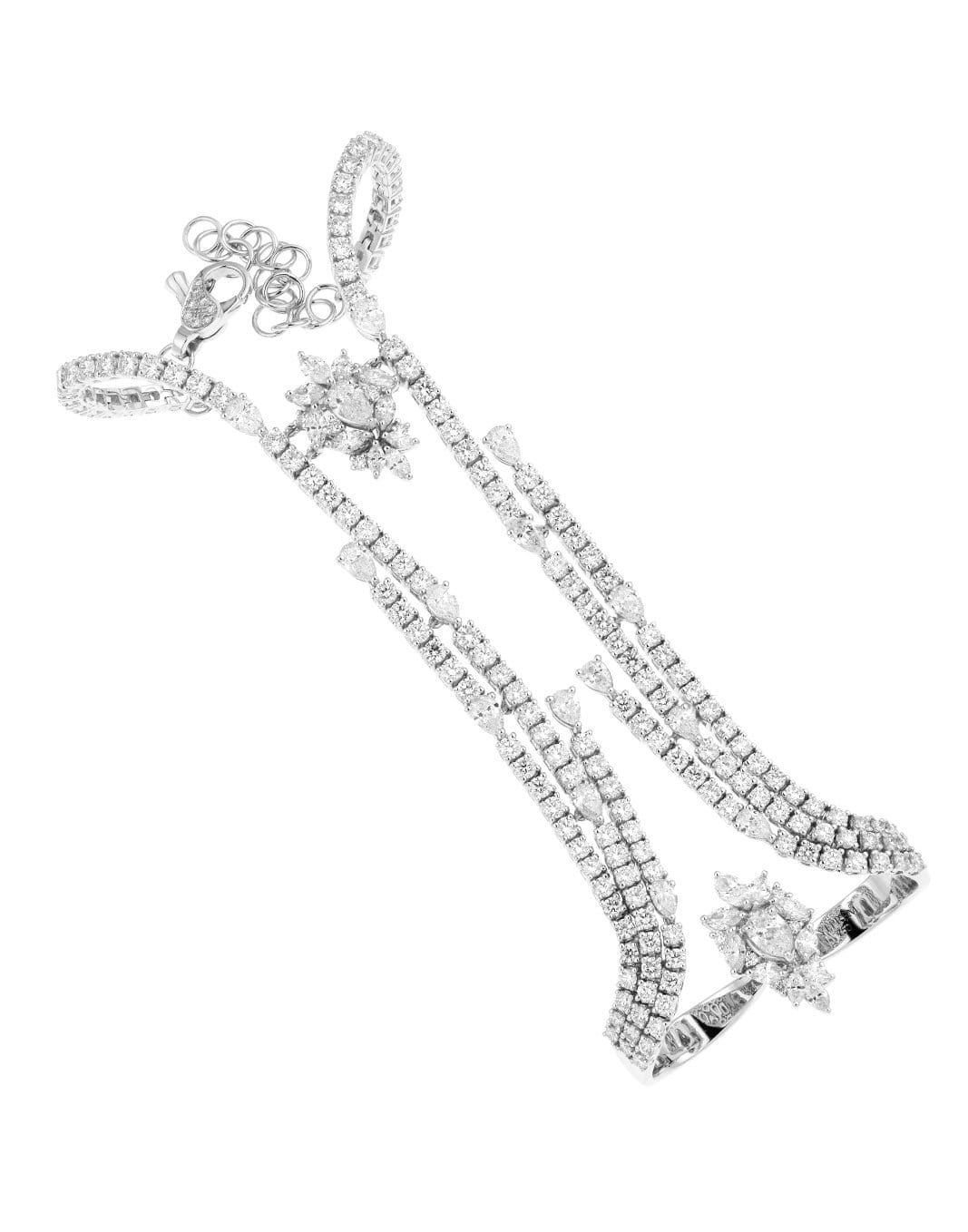 YEPREM JEWELLERY-Double Finger Ring Handpiece-WHITE GOLD