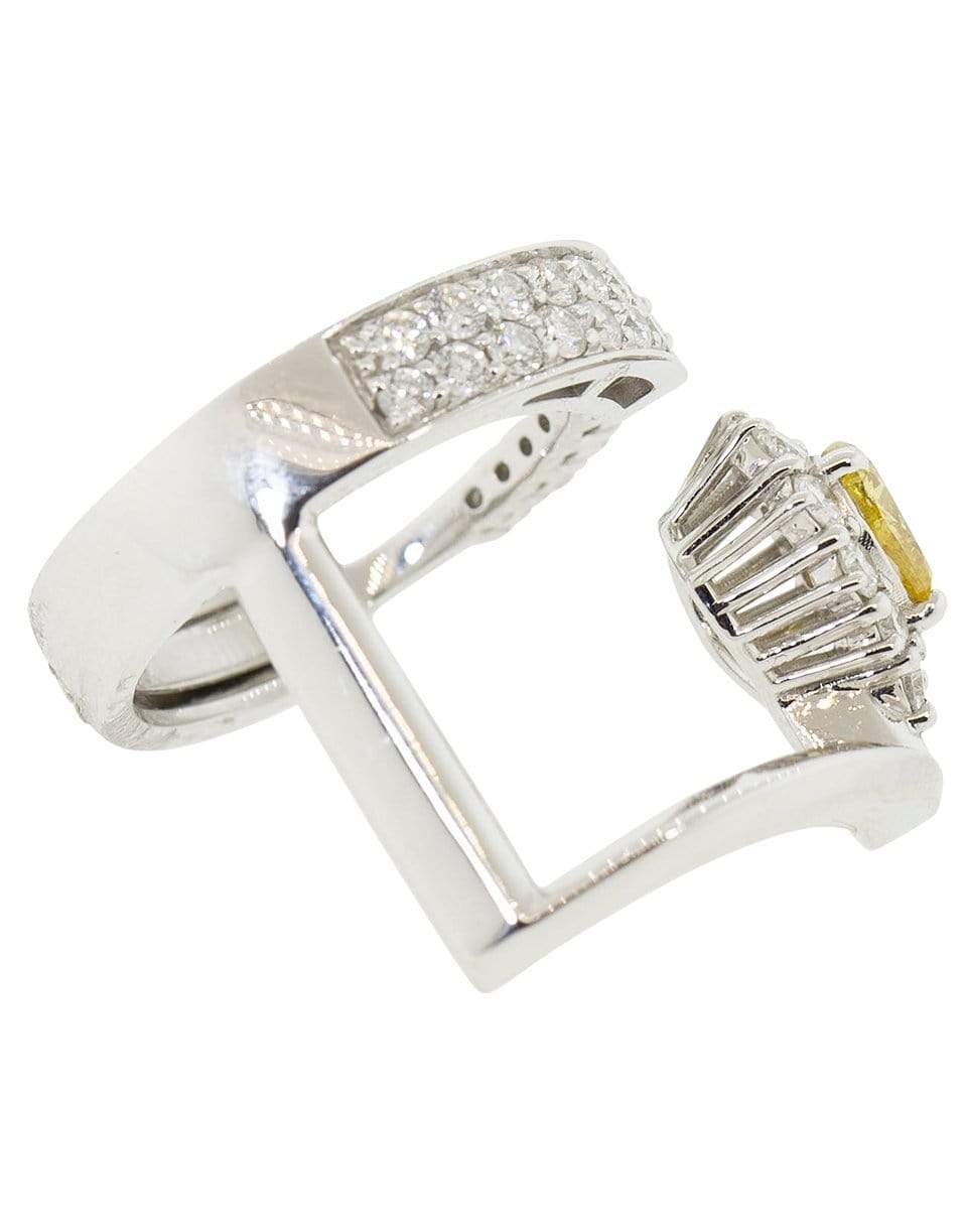 YEPREM JEWELLERY-Brown Pear and White Round Diamond Ring-WHTGLD