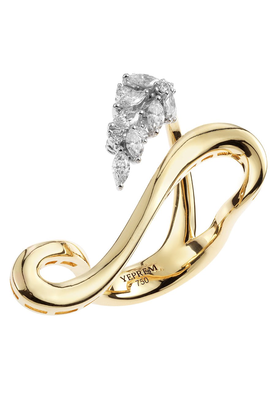 YEPREM JEWELLERY-Marquise Diamond Swirl Ring-YELLOW GOLD