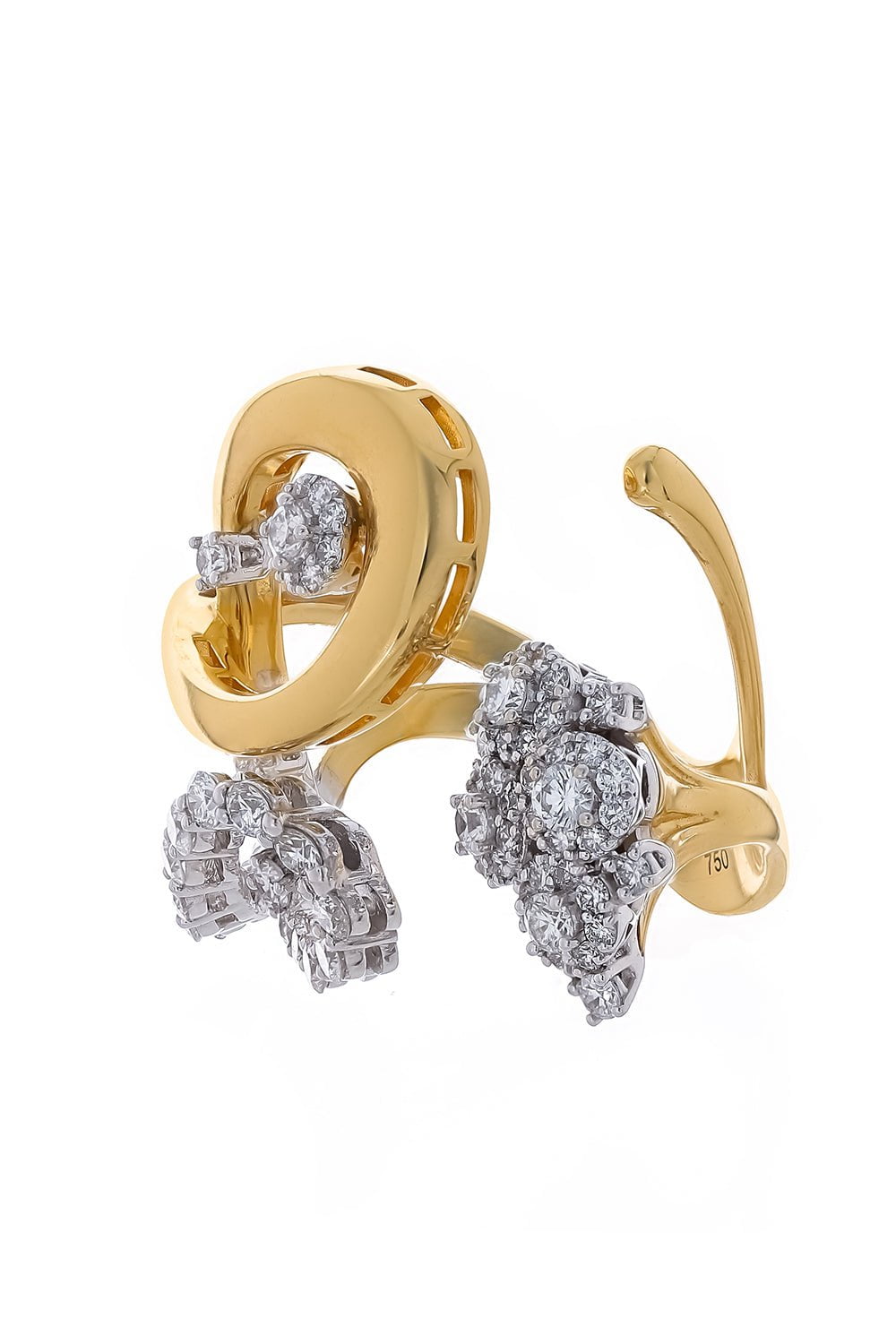 YEPREM JEWELLERY-Overlap Swirl Diamond Ring-YELLOW GOLD