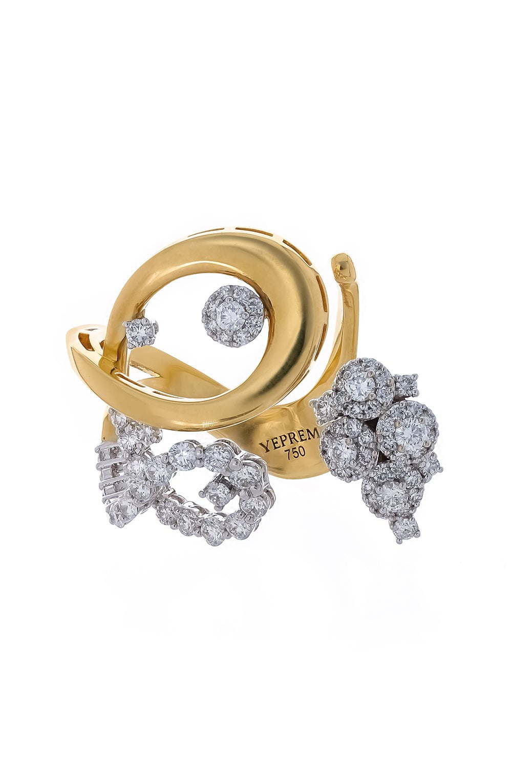 YEPREM JEWELLERY-Overlap Swirl Diamond Ring-YELLOW GOLD