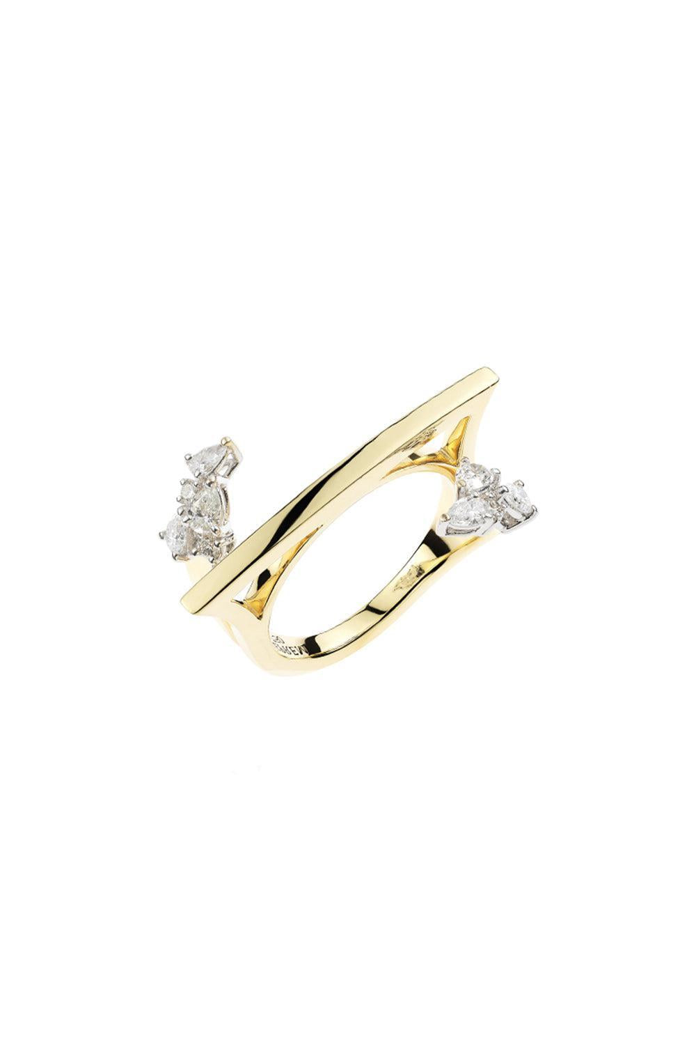 Golden Strada Marquise Diamond Bar Ring-YELLOW GOLD-7-JEWELRYFINE JEWELRING-YEPREM JEWELLERY