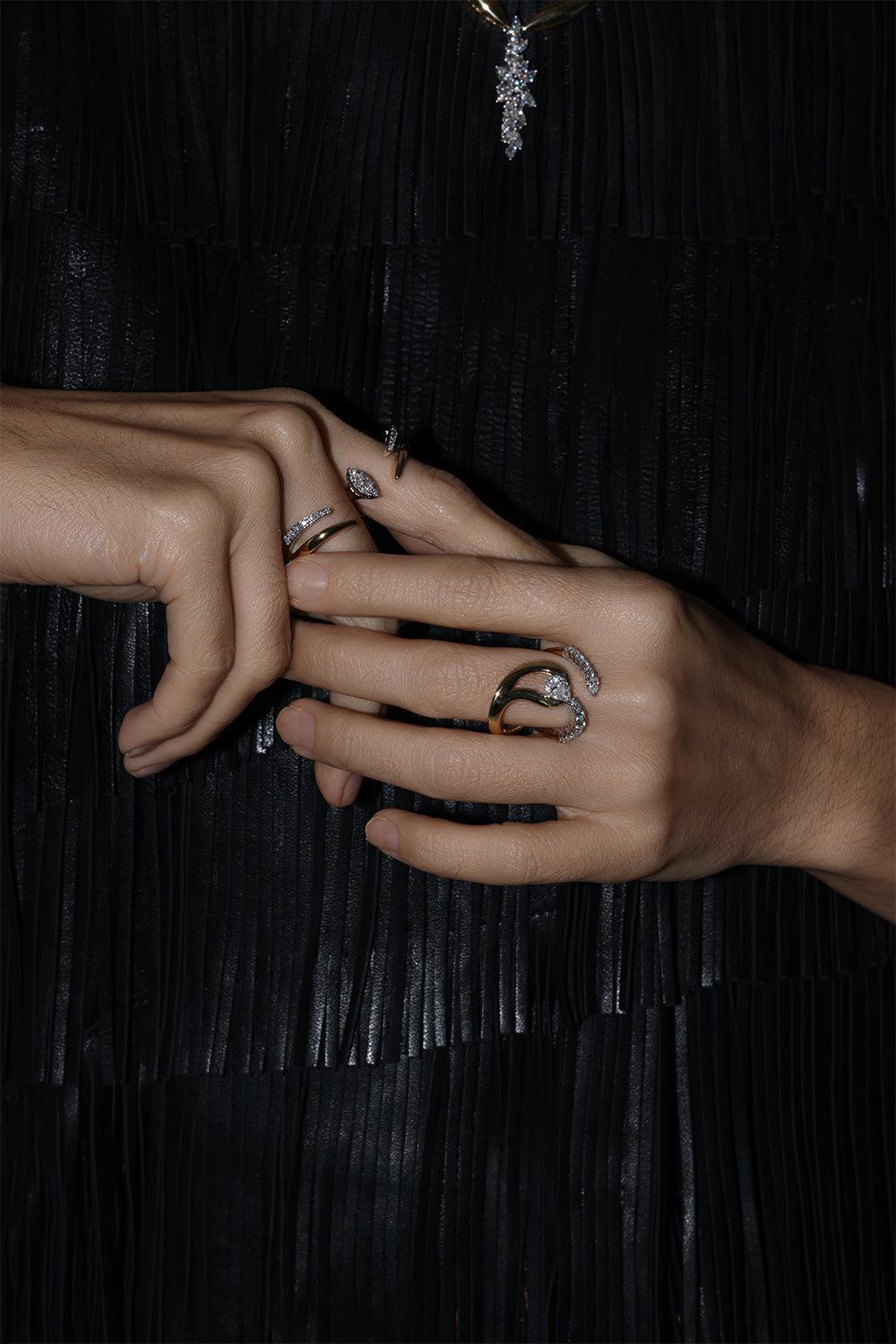 Golden Strada Double Wrap Diamond Ring-YELLOW GOLD-7.5-JEWELRYFINE JEWELRING-YEPREM JEWELLERY