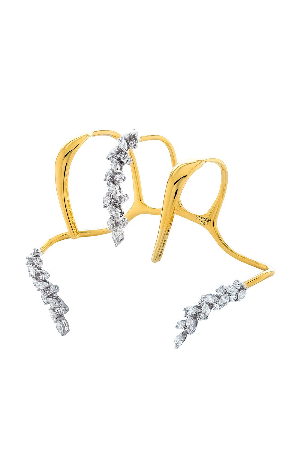 YEPREM JEWELLERY-Golden Marquise Diamond Hand Piece-YELLOW GOLD