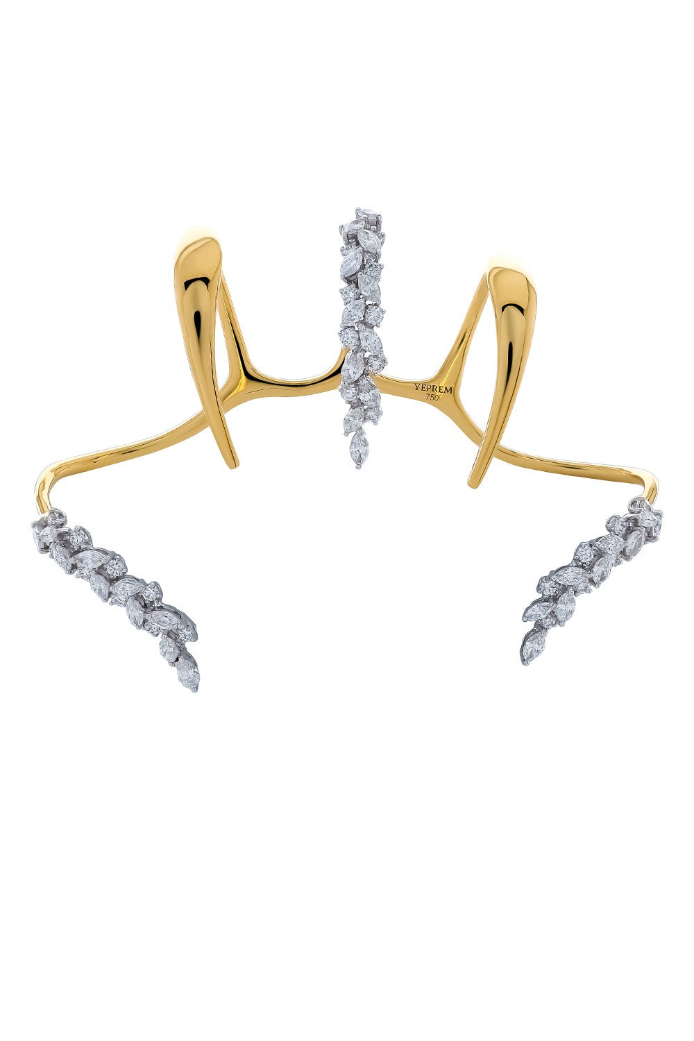 YEPREM JEWELLERY-Golden Marquise Diamond Hand Piece-YELLOW GOLD