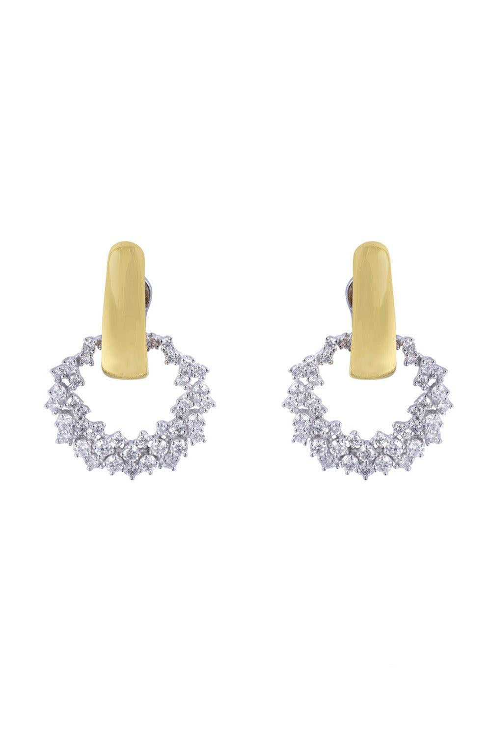 Diamond Round Circle Drop Earrings-YELLOW GOLD-JEWELRYFINE JEWELEARRING-YEPREM