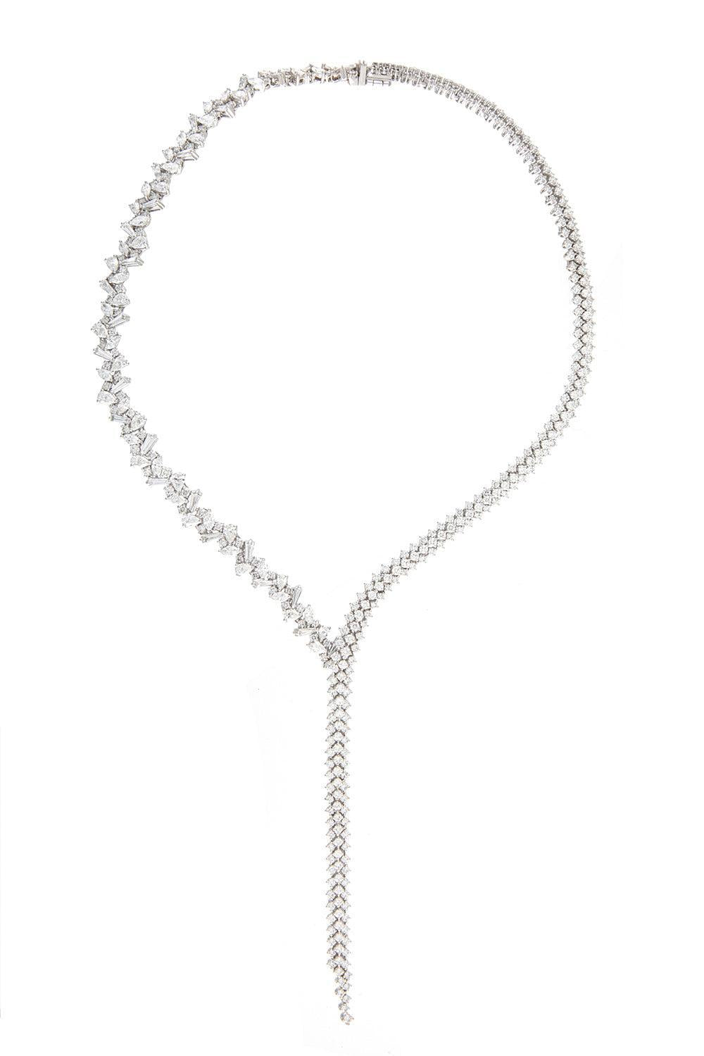 Diamond Round Marquise Y Drop Necklace-WHITE GOLD-JEWELRYFINE JEWELNECKLACE O-YEPREM