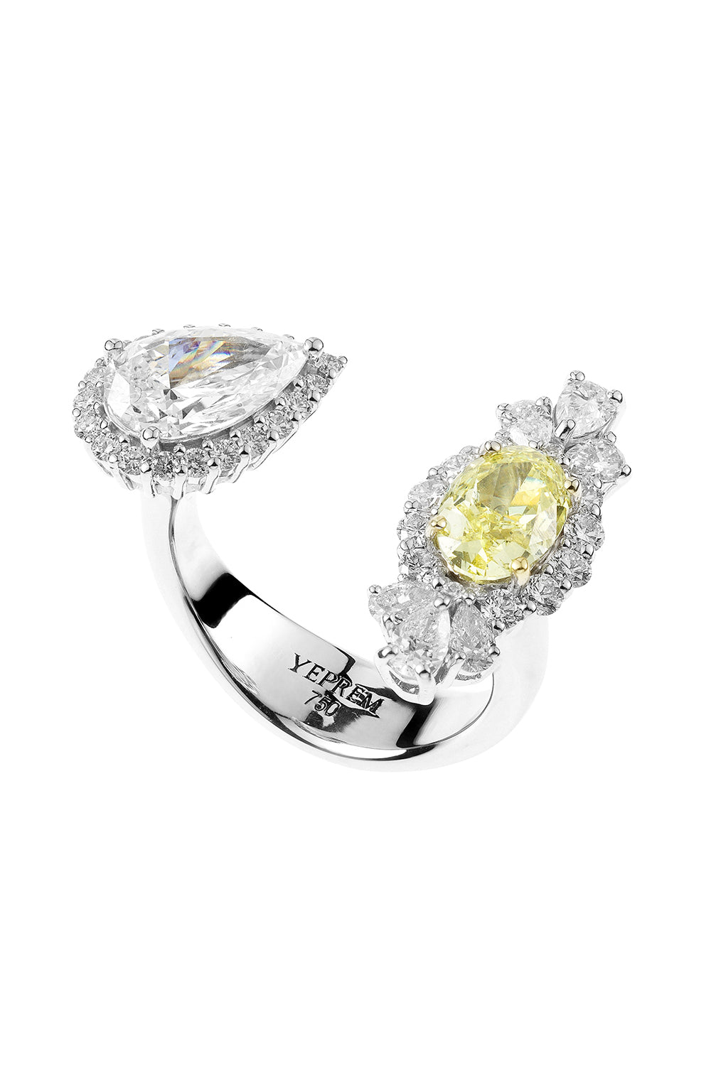 Yellow Diamond Pear Open Ring-WHITE GOLD-6.5-JEWELRYFINE JEWELRING-YEPREM